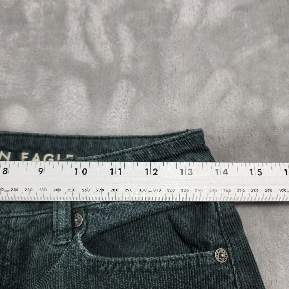American Eagle Jeans Womens 2‎ Green Stretch Corduroy High Rise Mom Straight Leg
